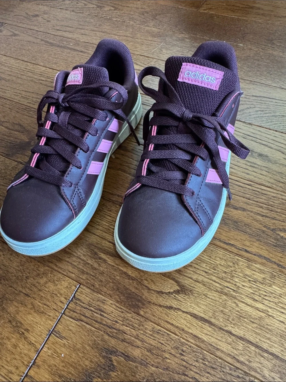 adidas Plum Sneakers with Pink Stripes